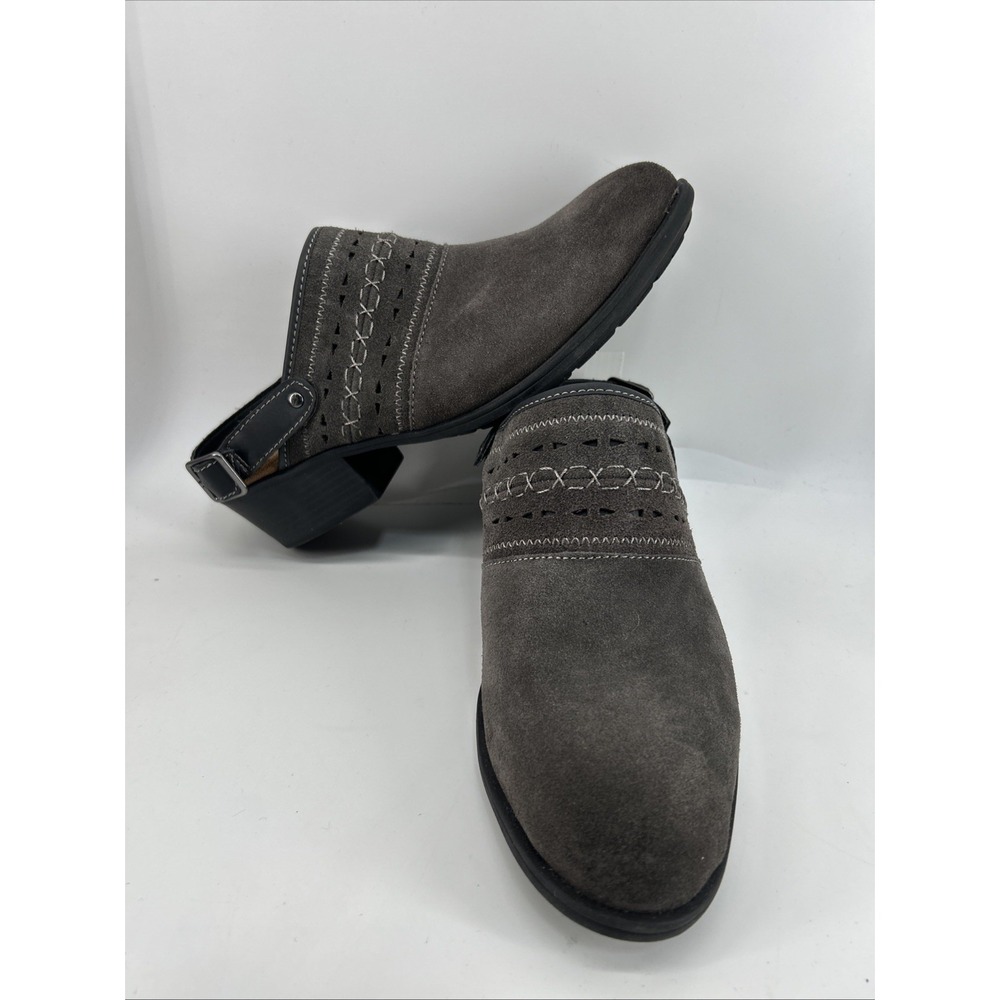 Earth Origins Candy Clogs Grey Suede Buckle Back Women's Size 11